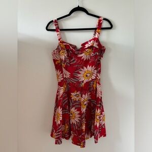Trashy Diva Red and Yellow Floral Romper Jumpsuit Shorts - Size S